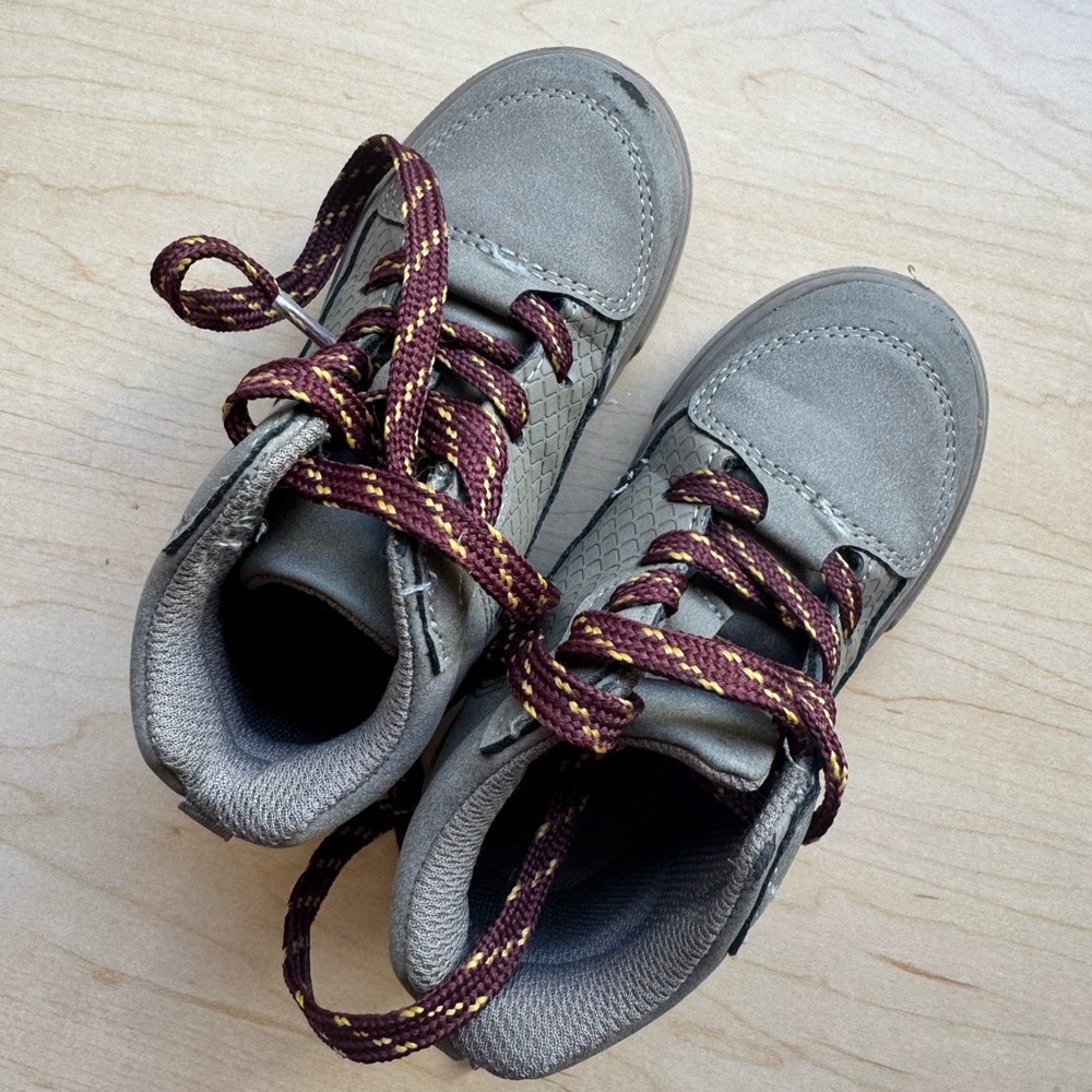 OshKosh B'gosh Gray and Red Sneakers with Padded Collar